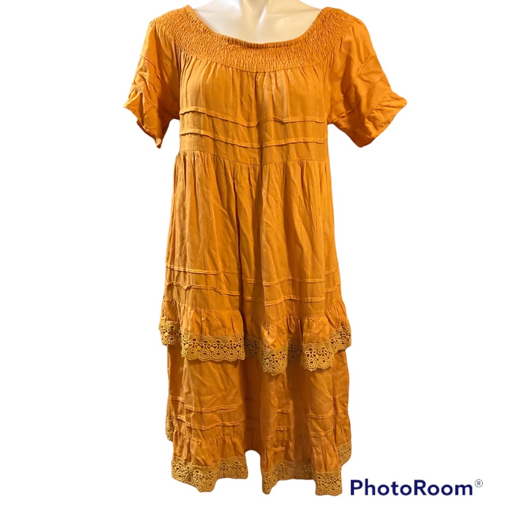 J.GEE Mustard yellow color layered dress